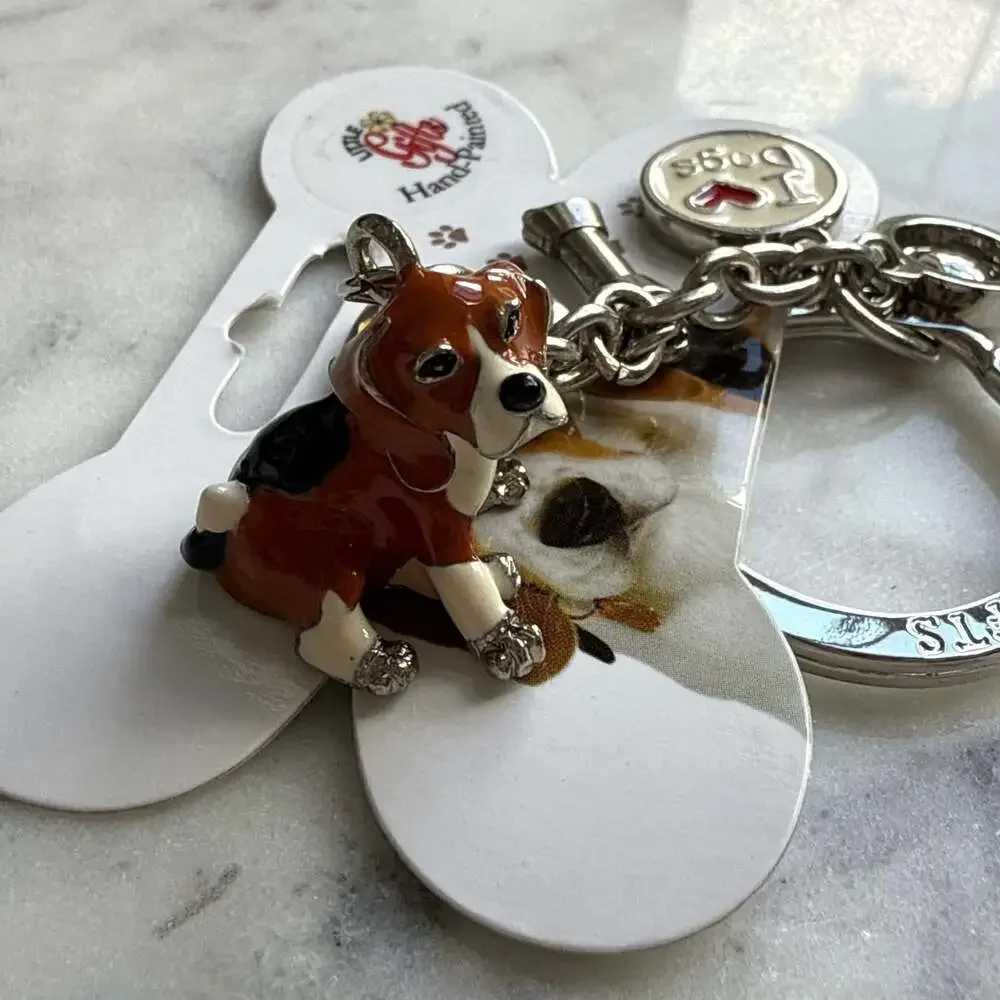 Little Gifts Hand-Painted Beagle Dog Charm Keychain – New with Tag